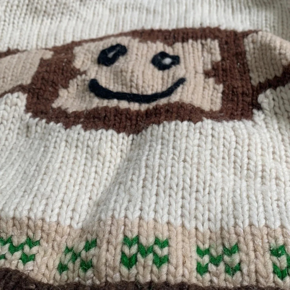 Ecuadorian clothing company half wool half cotton monkey sweater hoodie size 4 - Picture 8 of 8